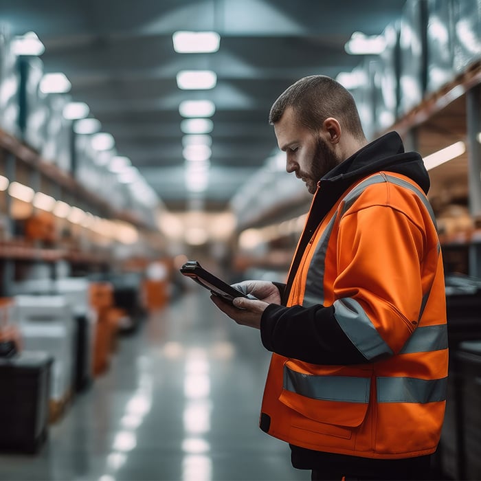 An employee looking at stock on an ipad