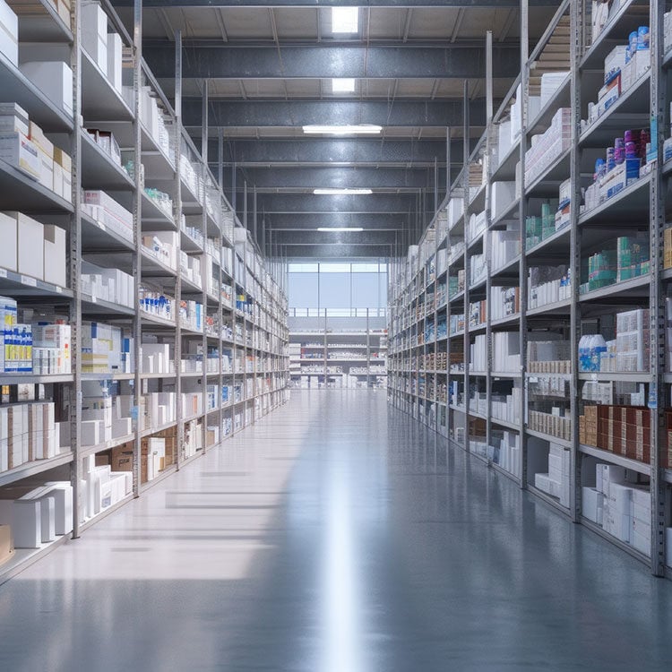 A warehouse full of pharmaceutical products.