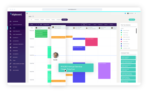 Klipboard software on a digial sceen displaying faster and seemless scheduling. 