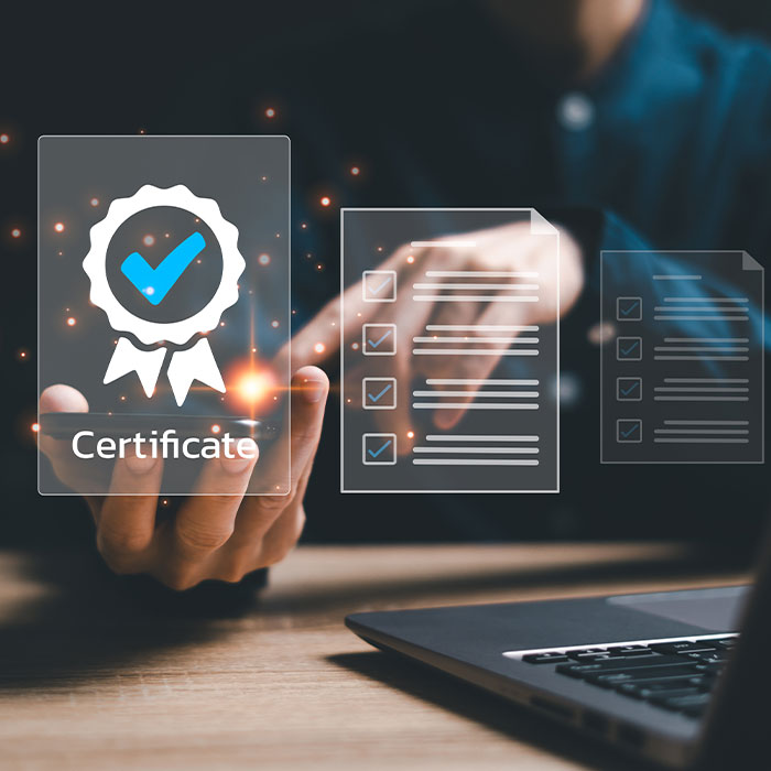 Improve efficiency and compliance with digital recorded certificates.